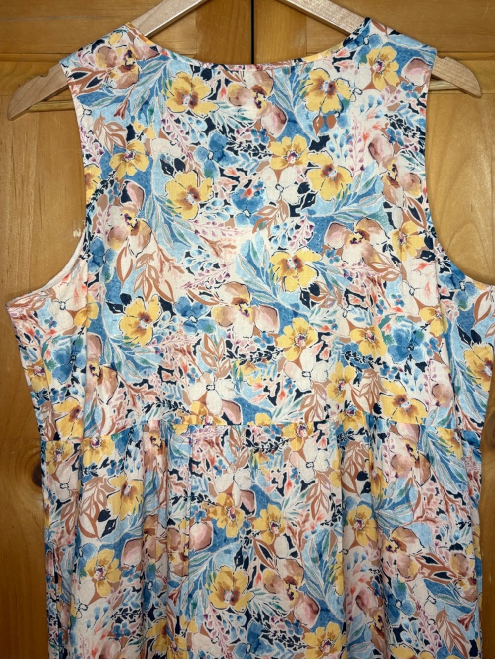 J. Jill Floral Sleeveless Maxi Dress in Yellow, Blue & Cream - Picture 4 of 15